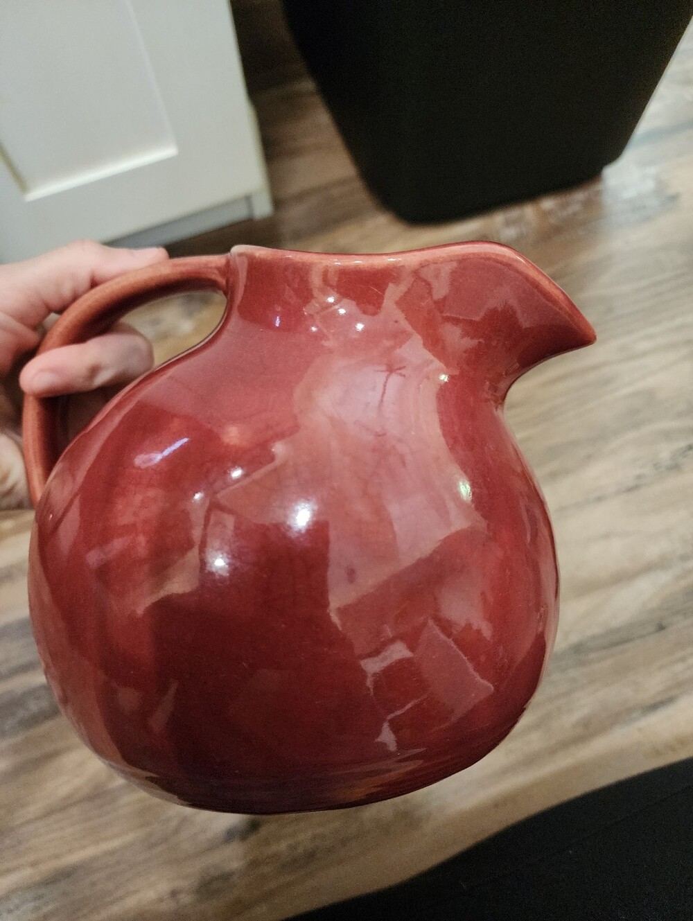 Vintage Mccoy Burgundy Ball Tilt Pitcher